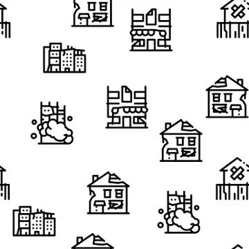 Broken House Building Seamless Pattern Vector Ilustración de archivo