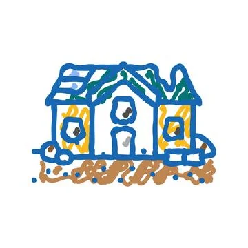 Broken house disaster icon doodle illustration Ilustración de archivo