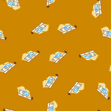 Broken house disaster isometric icon seamless pattern 스톡 일러스트