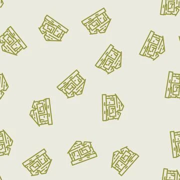Broken house disaster line vector seamless pattern Stock Illustration
