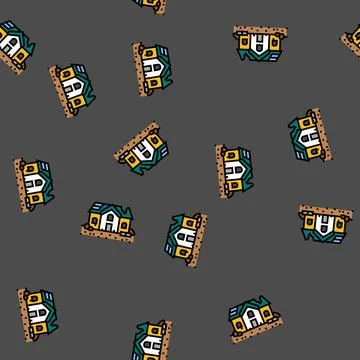 Broken house disaster vector seamless pattern Ilustración de archivo