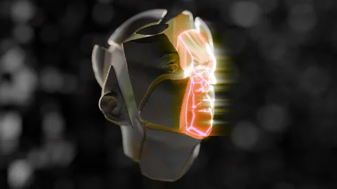 A broken human face in a 3D animation Stock Footage 253598238