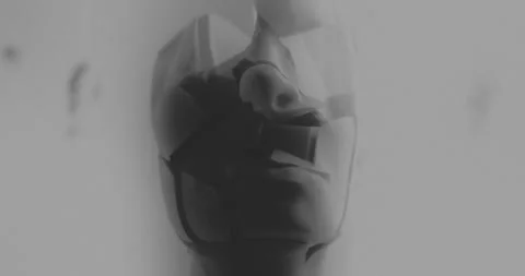 Broken human face in black and white Stock Footage 255683044