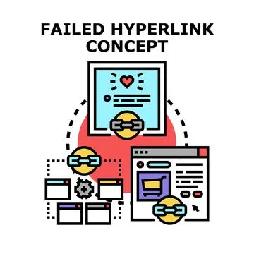 Broken hyperlink concept preventing data connection transferring Stock Illustration