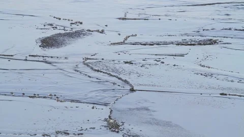 Broken ice floes collide on the waves Stock Footage 153093822