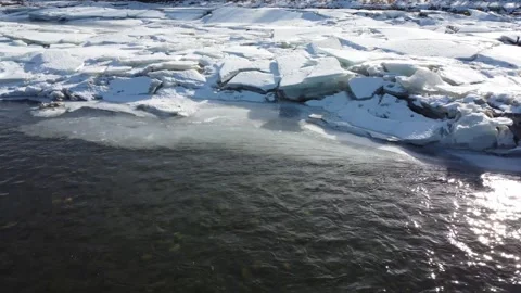 Broken ice on river banks Stock Footage 312030141
