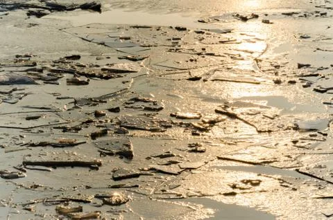 Broken ice on a river Stock Photos