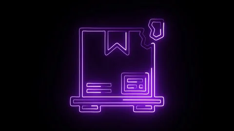 Broken Icon Isolated on Black Background, Damage Crack Neon Line Animation .. Stock-Footage 323940671