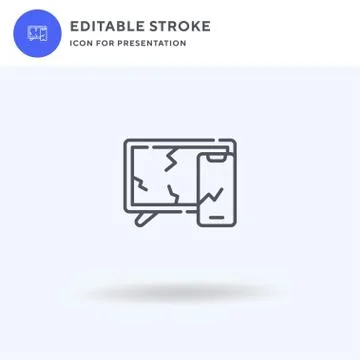 Broken icon vector, filled flat sign, solid pictogram isolated on white, logo 스톡 일러스트