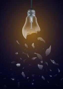 Broken incandescent light bulb Stock Illustration