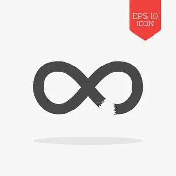 Broken infinity icon. Flat design gray color symbol. Modern UI web navigation Stock Illustration