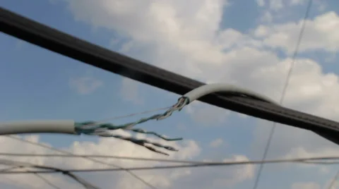 Broken internet cable Stock Footage 58802994