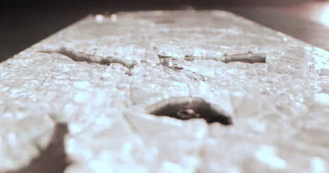 Broken iPhone Screen Glass LCD - macro, slow forward shot Stock Footage 142958990