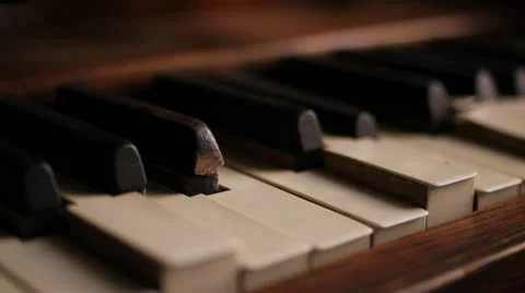 Broken keys on an old organ Stock Footage 11401348