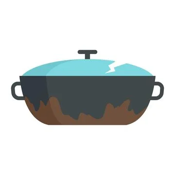 Broken kitchen pot icon flat isolated イラスト素材