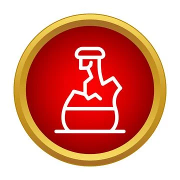 Broken laboratory glass beaker icon on red button 스톡 일러스트