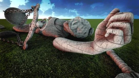 Broken lady of justice 3d rendering Stock Illustration