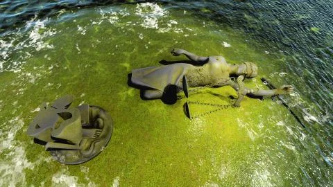 Broken lady of justice 3d rendering Stock Illustration