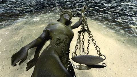 Broken lady of justice 3d rendering 스톡 일러스트