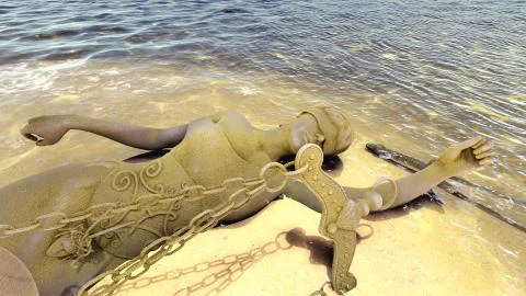 Broken lady of justice 3d rendering Stock Illustration