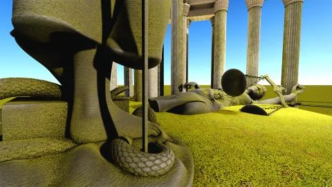 Broken lady of justice 3d rendering Stock Illustration