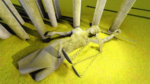 Broken lady of justice 3d rendering Ilustração Stock