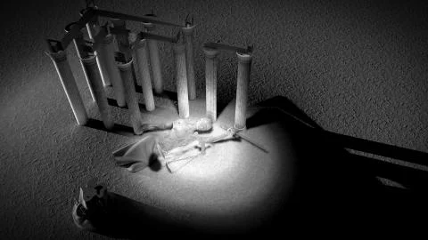 Broken lady of justice 3d rendering Stock Illustration