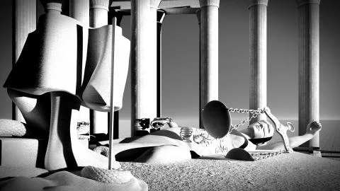 Broken lady of justice 3d rendering Stock Illustration