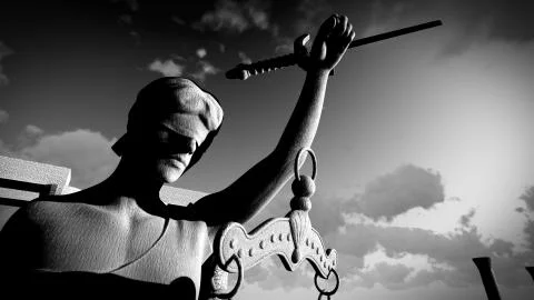 Broken lady of justice 3d rendering Stock Illustration