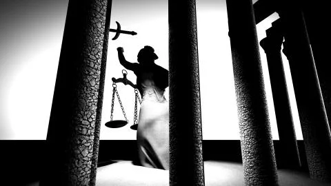 Broken lady of justice 3d rendering Stock Illustration