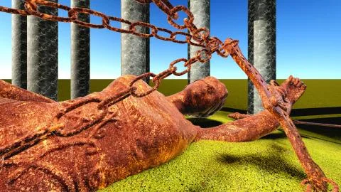 Broken lady of justice 3d rendering Illustration