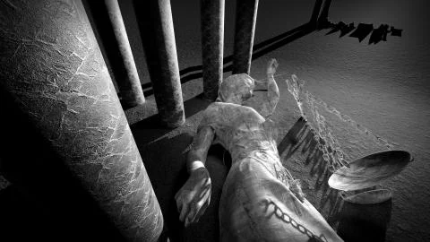 Broken lady of justice 3d rendering Illustrazione stock