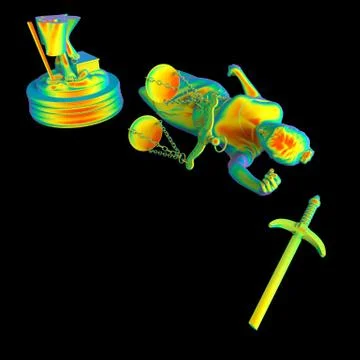 Broken lady of justice 3d rendering Stock Illustration