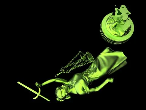 Broken lady of justice 3d rendering Stock Illustration