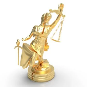 Broken lady of justice 3d rendering Stock Illustration