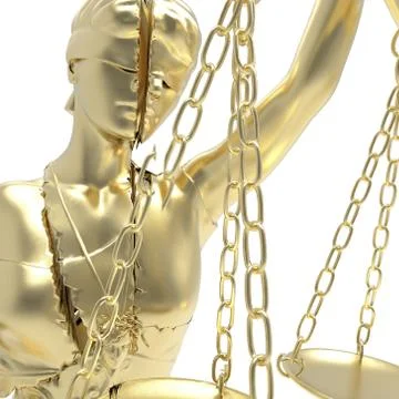 Broken lady of justice 3d rendering Illustrazione stock