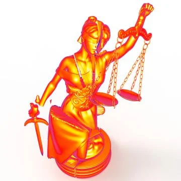 Broken lady of justice 3d rendering Stock-Illustration