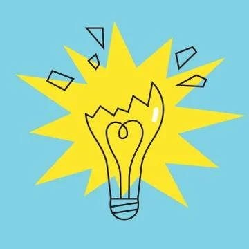 Broken lamp bulb icon. Concept of failure Stock Illustration