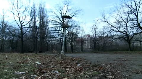 Broken lamppost in nature wide Stock Footage 10678948