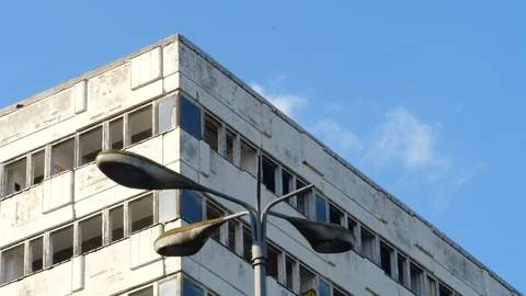 Broken lantern and old office building Stock Footage 115050159