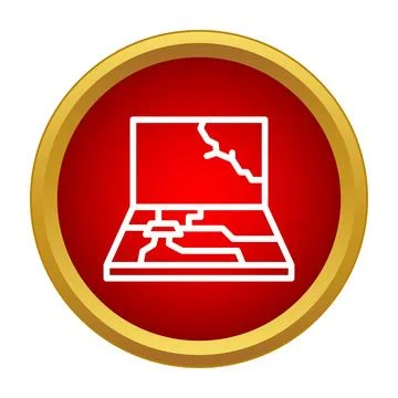 Broken laptop computer showing damaged screen icon Stock Illustration