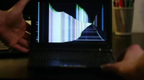 Broken laptop display Stock Footage 15091234