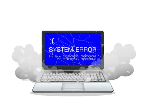 Broken laptop error screen Stock Illustration