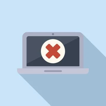 Broken laptop icon flat vector. Button tool error Illustrazione stock