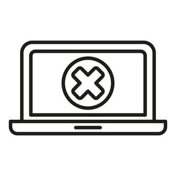 Broken laptop icon outline vector. Button tool error Stock Illustration