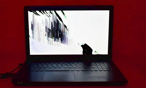 Broken laptop LCD screen. Stock Photos