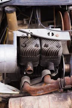 Broken lawnmower engine Stock Photos