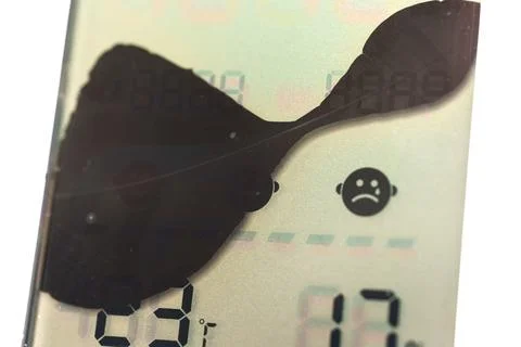 Broken LCD display showing error messages and symbols Stock Photos