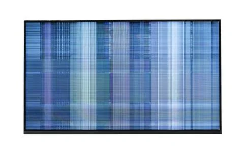 Broken LCD screen with blue stripes 스톡 사진
