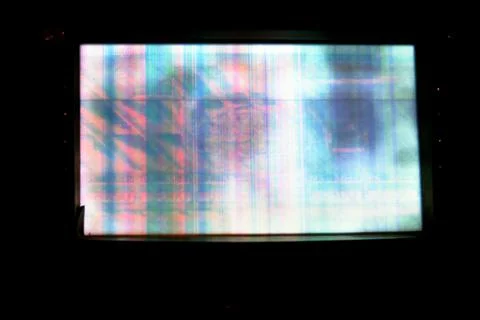 Broken LCD screen with multiple colors and pixelations with color errors Foto stock